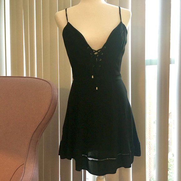 Lovers + Friends Sadie Front Lace-Up Mini Dress S - Picture 1 of 6